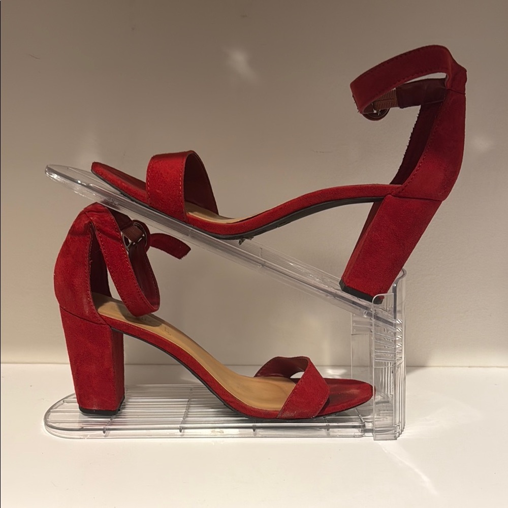 Rouge! Red Heeled Sandals with Block Heel